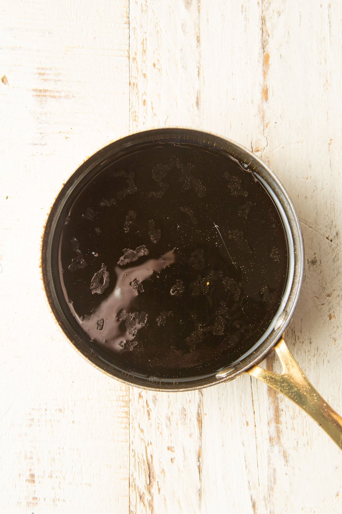Vegan eel sauce in a saucepan.