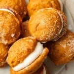 Vegan Pumpkin Whoopie Pies on a plate.